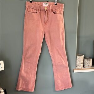 Frame Pink Flared Jeans sz 28 le crop mini boot peony